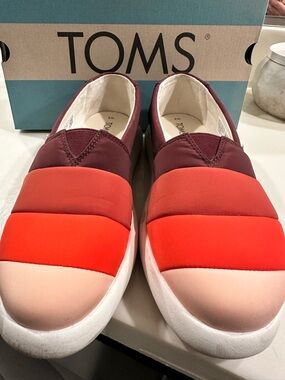 TOMS Women’s Quilted Slip-On Moccasins — Burgundy, Orange, Red & Pink